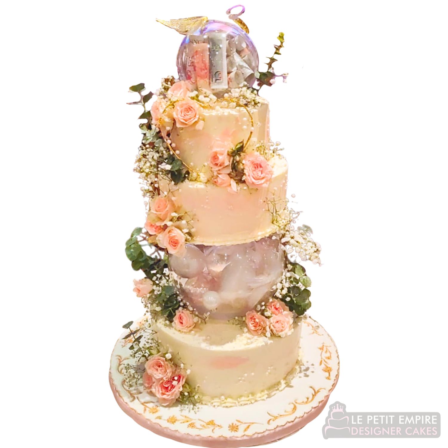 5 Tier Money Ball Floral Globe Fresh Flower Cake