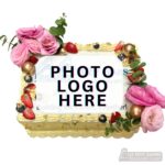 Corporate Logo Cake – Flower with Berries and Gold Flakes
