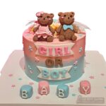 Gender Reveal Cute Furry Bear Cake